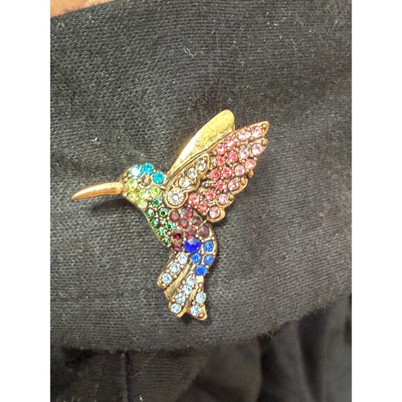 Saks Fifth Avenue Modern Black Cotton Shirt Jeweled Collar Hummingbird sz  S/P - Picture 8 of 9